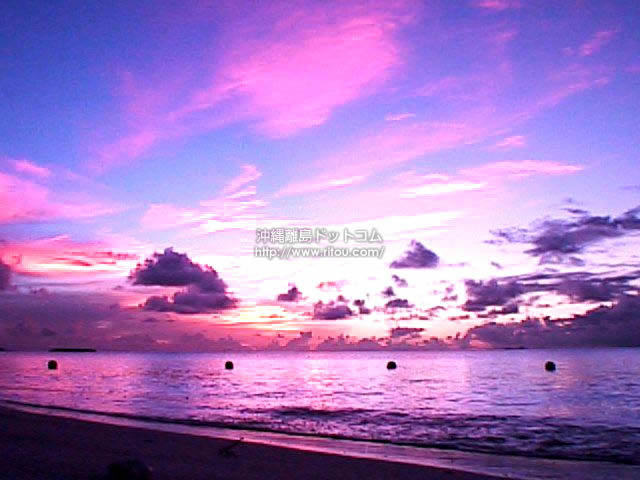 ピンク色の海 波照間島の写真