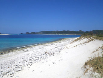 安慶名敷島の安慶名敷南のビーチ：自然のままのビーチが広がっています