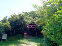 奄美大島の今井神社/今井権現の石段及び石碑 - 駐車場先の入口には鳥居あり