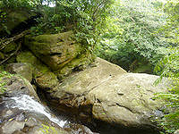 西表島のユツンの滝/ユチンの滝/三段の滝 - 下段の滝を望む