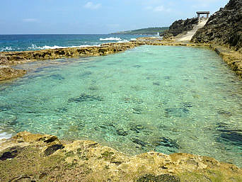 南大東島の塩屋プール/展望台：透明度抜群の海水プール