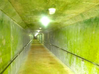 南大東島の星野洞/管理施設 - 鍾乳洞まではコンクリートのトンネル