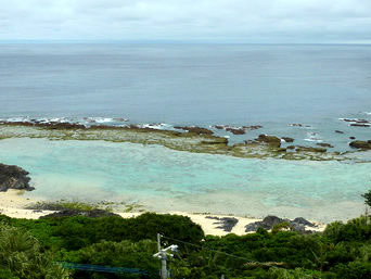 徳之島の金見崎海岸：高台から一望する金見崎海岸
